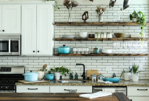 brown wooden shelf